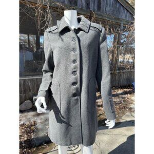 Tahari Grey Wool Blend Peacoat Overcoat Midi Sz L